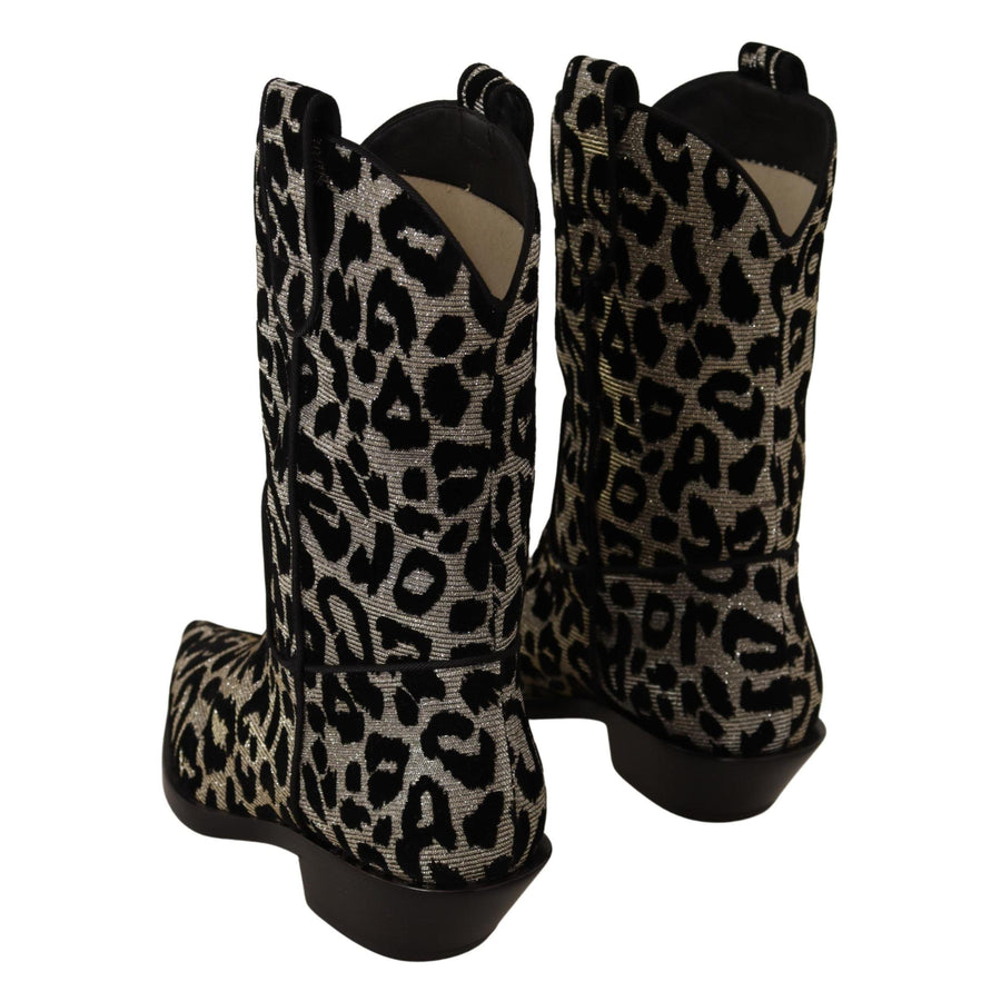 Dolce & Gabbana Elegant Leopard Print Mid Calf Boots