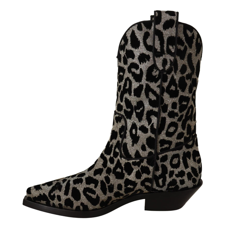 Dolce & Gabbana Elegant Leopard Print Mid Calf Boots