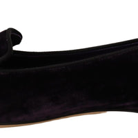 Dolce & Gabbana Chic Purple Velvet Loafers with Heart Detail