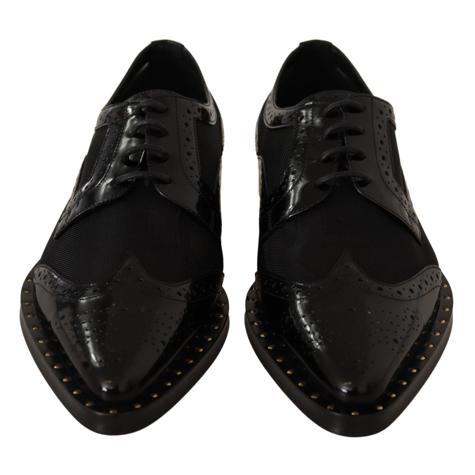 Dolce &amp; Gabbana Elegant Gold-Trimmed Black Oxford Lace-Ups