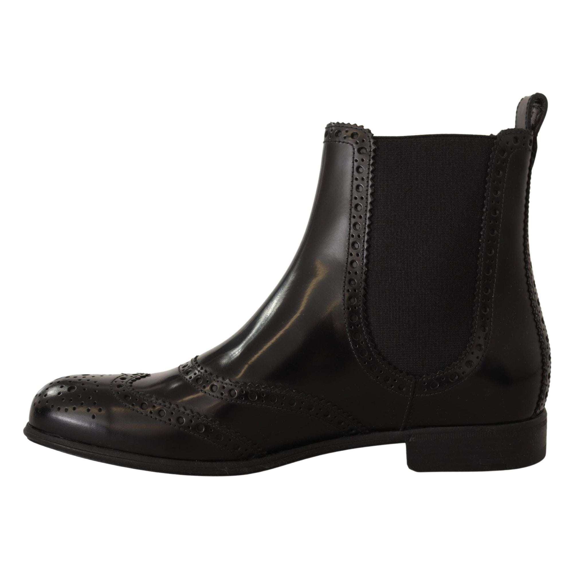 Dolce &amp; Gabbana Elegant Black Ankle Wingtip Oxford Boots