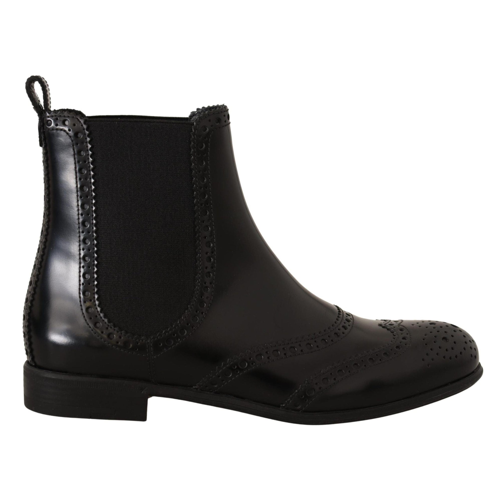 Dolce &amp; Gabbana Elegant Black Ankle Wingtip Oxford Boots