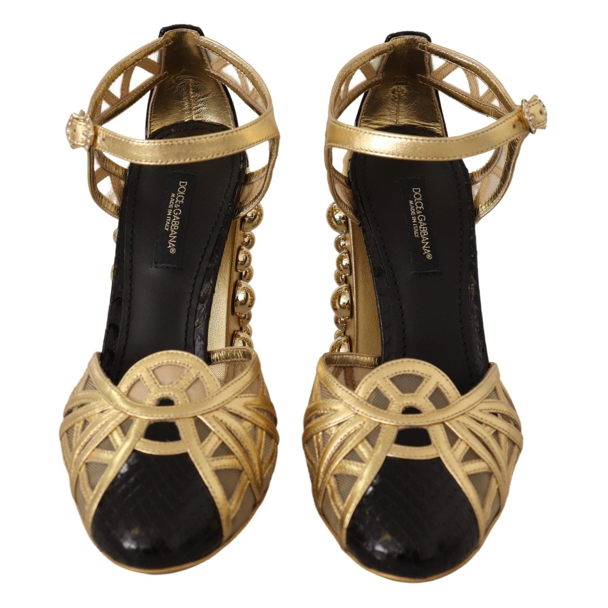 Dolce &amp; Gabbana Elegant Crystal Studded Leather Pumps