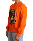 Dolce & Gabbana Regal Crewneck Cotton Sweater in Orange