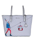 Michael Kors Jet Set Girls Print Medium Signature PVC Carryall Shoulder Tote Handbag (Bright White Multi)