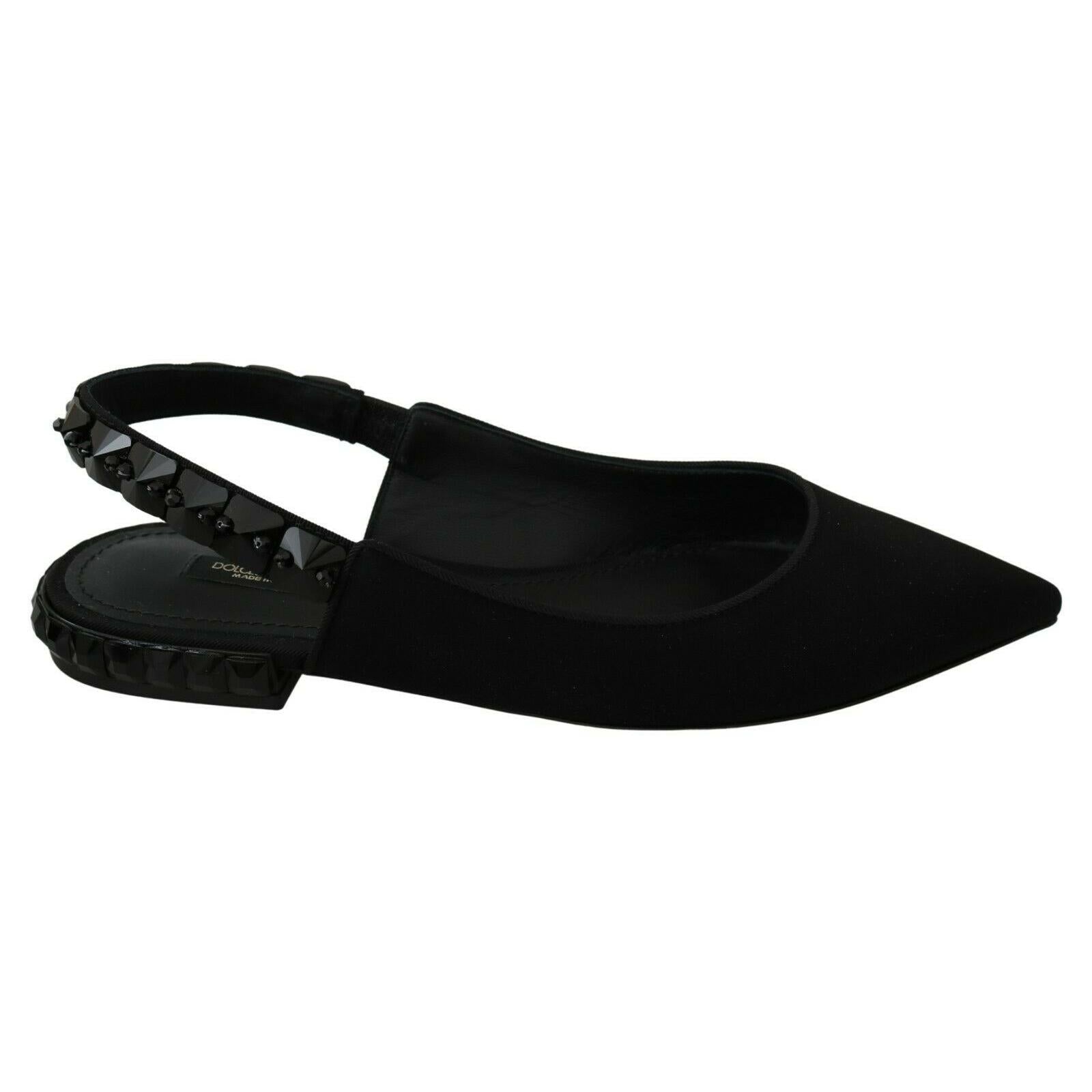 Dolce &amp; Gabbana Elegant Silk Blend Slingback Flats with Crystals