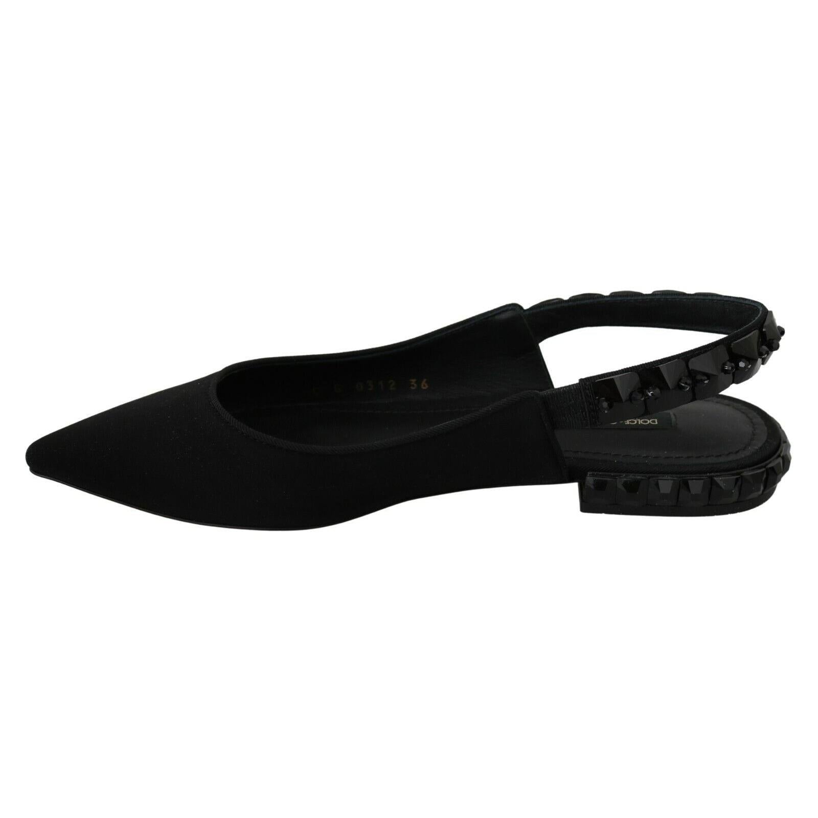 Dolce &amp; Gabbana Elegant Silk Blend Slingback Flats with Crystals