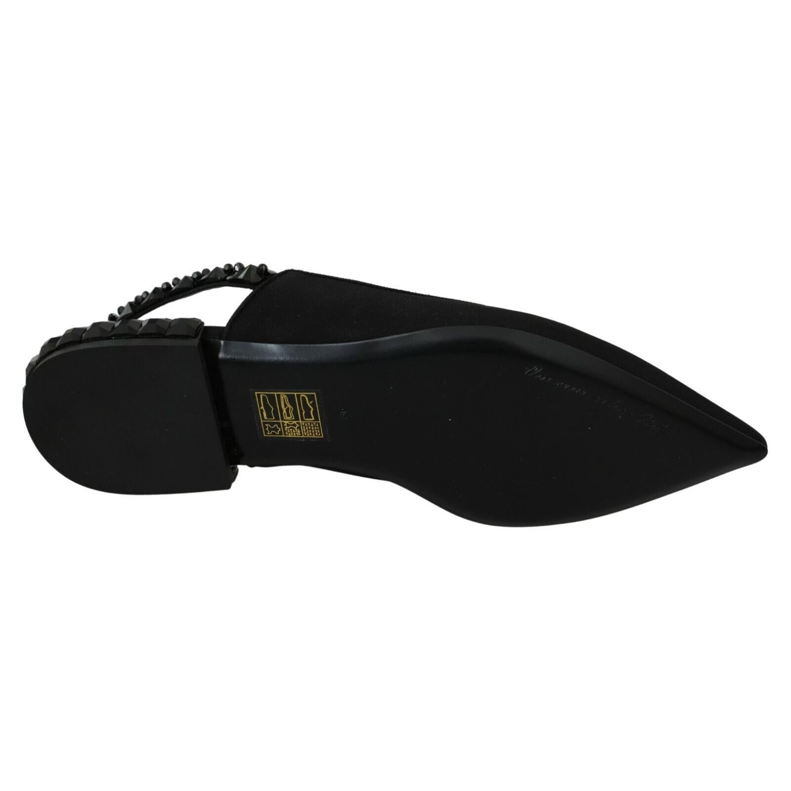 Dolce &amp; Gabbana Elegant Silk Blend Slingback Flats with Crystals