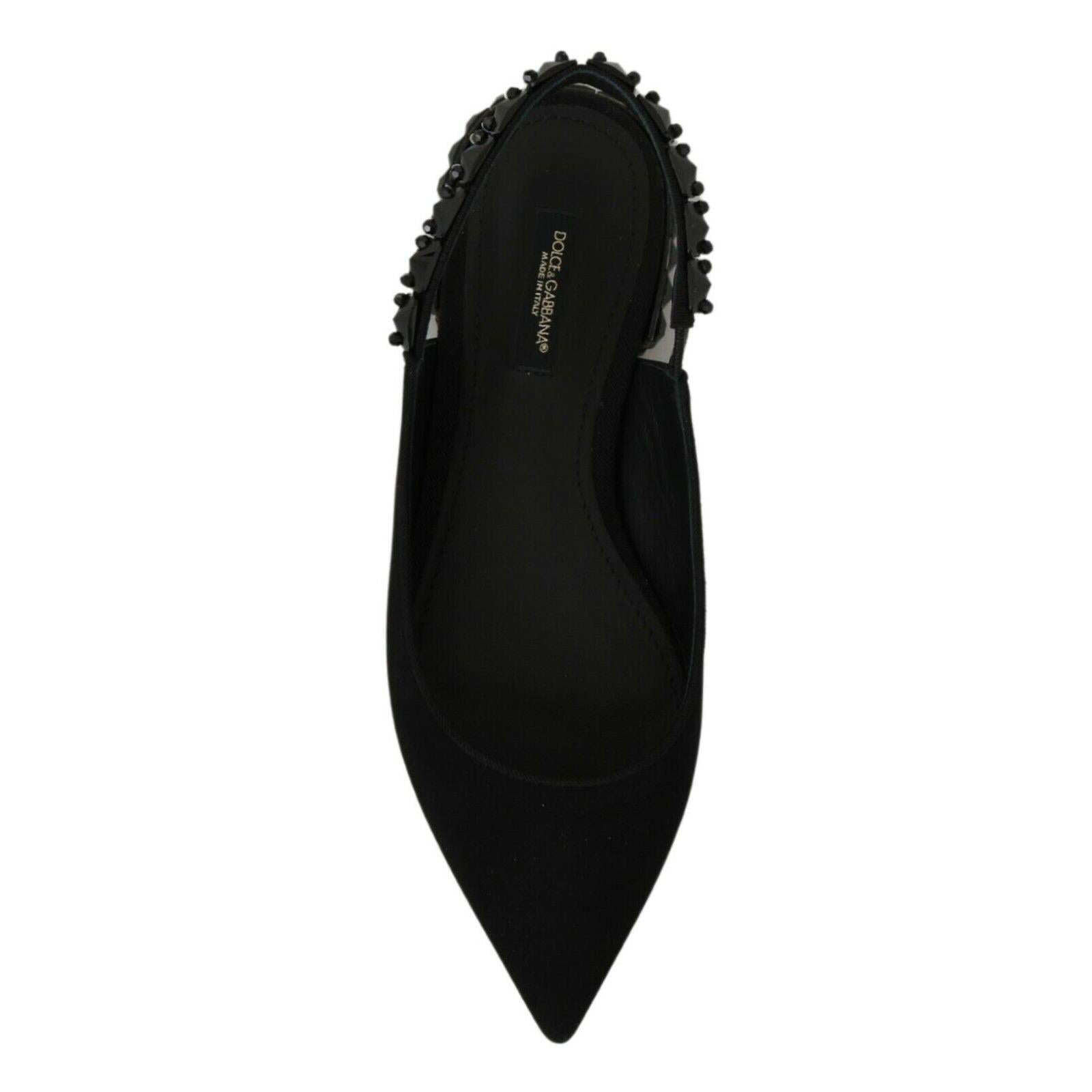 Dolce &amp; Gabbana Elegant Silk Blend Slingback Flats with Crystals