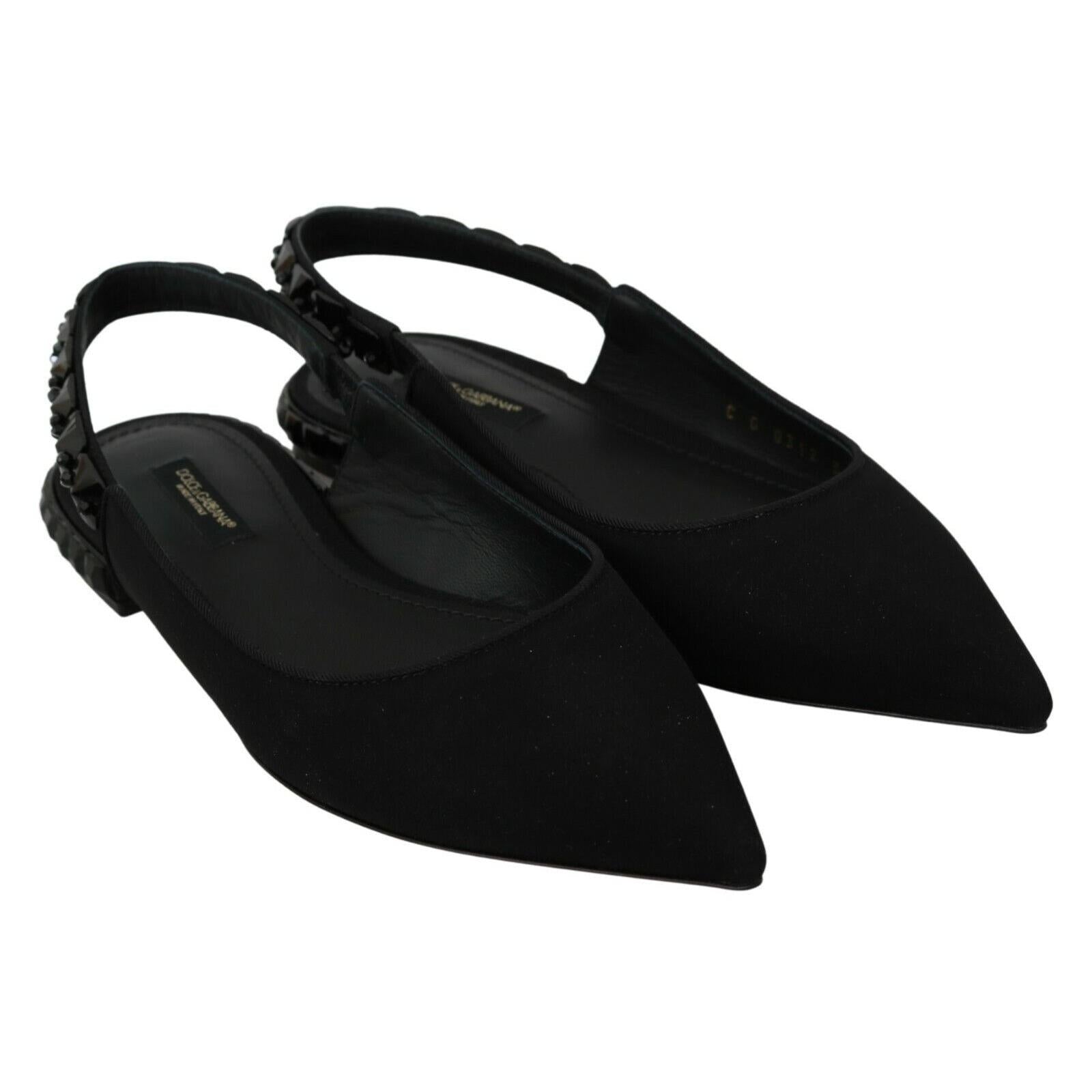 Dolce &amp; Gabbana Elegant Silk Blend Slingback Flats with Crystals