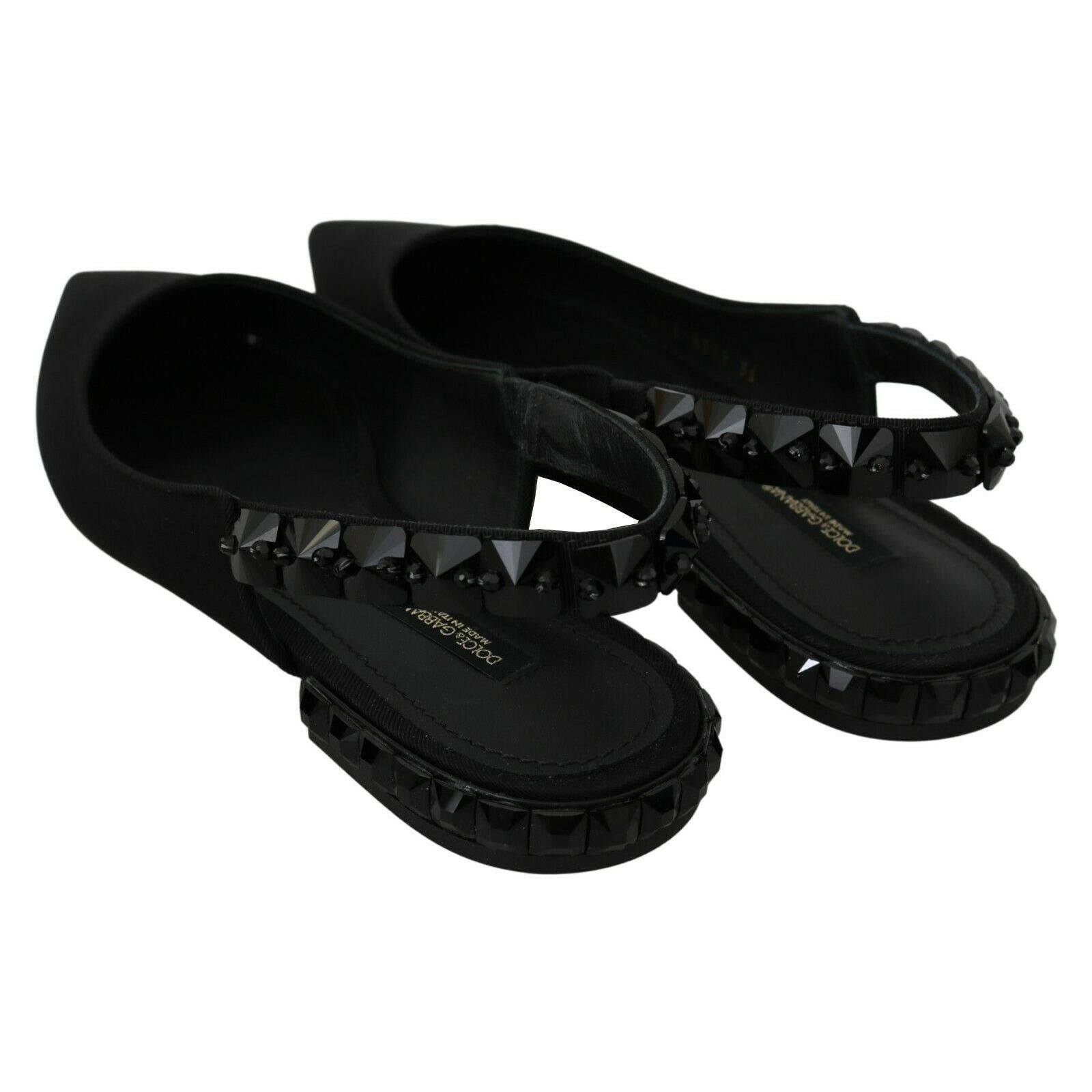 Dolce &amp; Gabbana Elegant Silk Blend Slingback Flats with Crystals