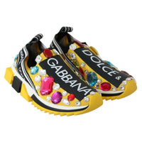 Dolce & Gabbana Embellished Yellow Sorrento Sneakers