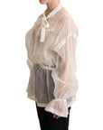 Dolce & Gabbana Elegant White Silk-Cotton Ascot Blouse
