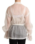 Dolce & Gabbana Elegant White Silk-Cotton Ascot Blouse