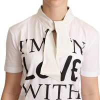 Dolce & Gabbana Chic White Love Motif Silk-Blend Tee