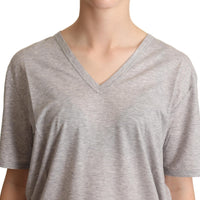 Dolce & Gabbana Elegant Gray V-Neck Cotton Tee