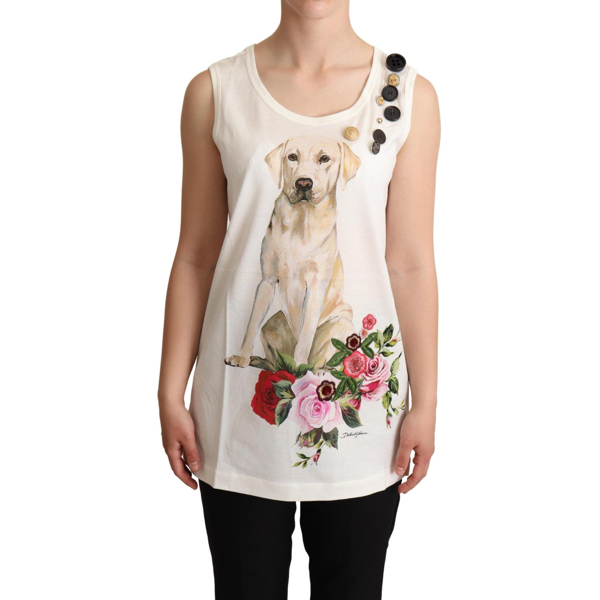 Dolce &amp; Gabbana Chic Canine Floral Sleeveless Tank