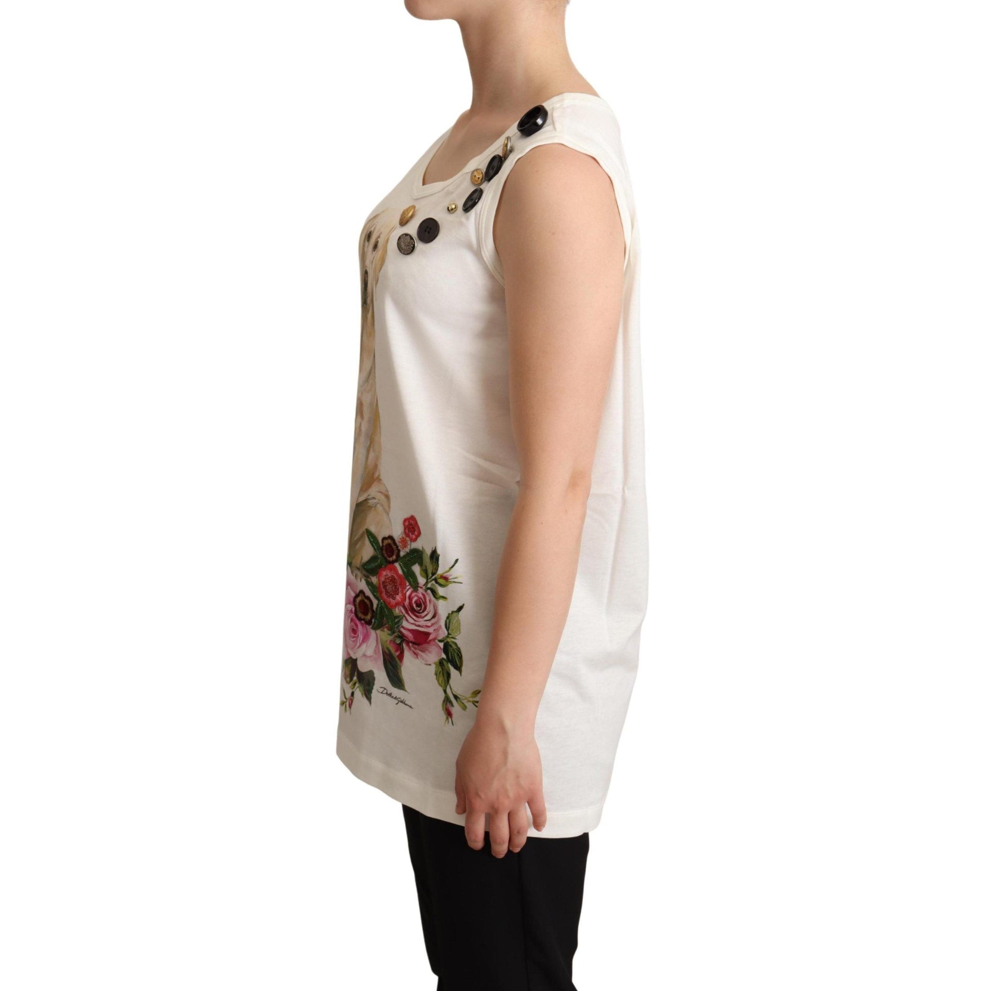 Dolce &amp; Gabbana Chic Canine Floral Sleeveless Tank
