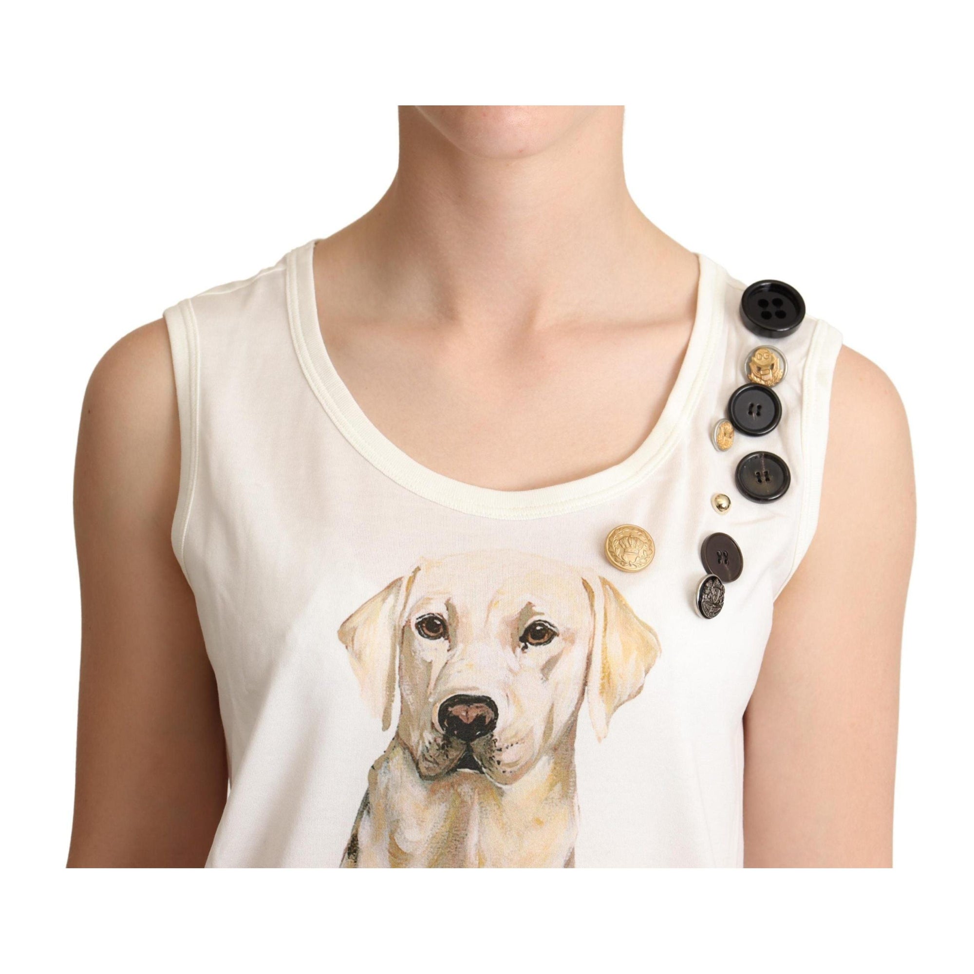 Dolce &amp; Gabbana Chic Canine Floral Sleeveless Tank