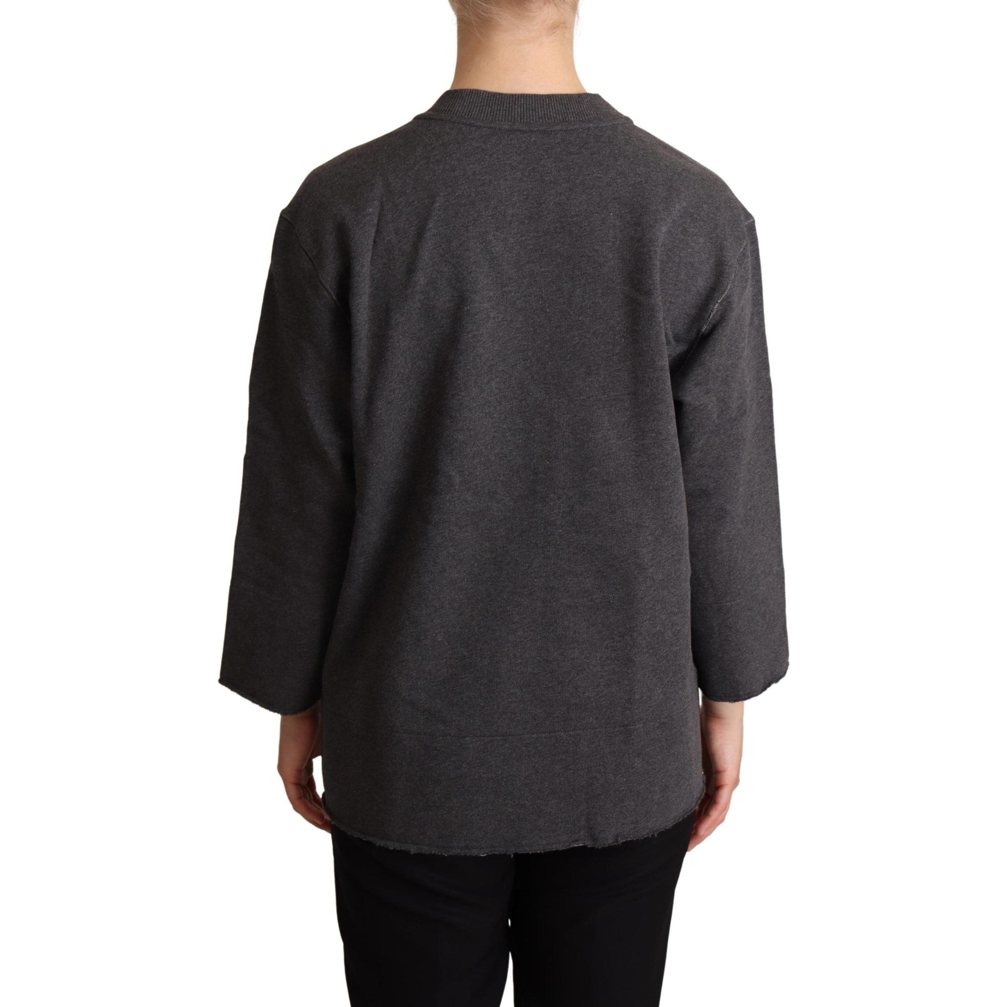 Dolce &amp; Gabbana Chic Gray Embroidered Cotton Sweater