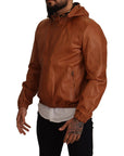 Dolce & Gabbana Elegant Brown Leather Bomber Jacket