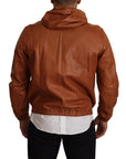 Dolce & Gabbana Elegant Brown Leather Bomber Jacket