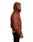 Dolce & Gabbana Elegant Brown Leather Bomber Jacket