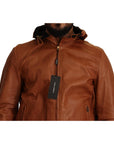 Dolce & Gabbana Elegant Brown Leather Bomber Jacket