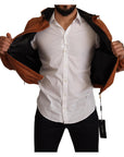 Dolce & Gabbana Elegant Brown Leather Bomber Jacket