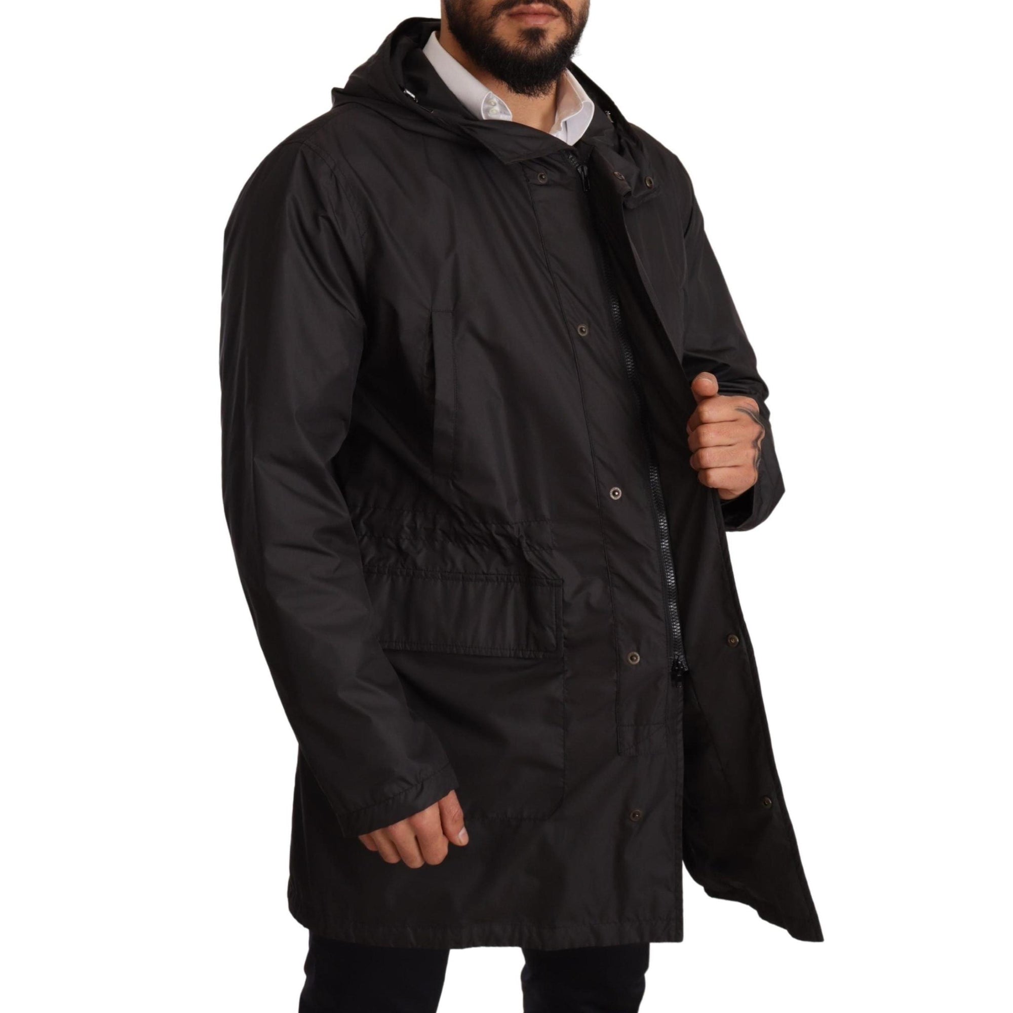 Dolce &amp; Gabbana Elegant Black Hooded Blouson Jacket