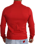 Dolce & Gabbana Elegant Red Full Zip Sweater with DG Motor Club Motif