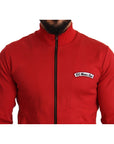 Dolce & Gabbana Elegant Red Full Zip Sweater with DG Motor Club Motif