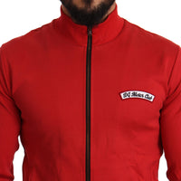 Dolce & Gabbana Elegant Red Full Zip Sweater with DG Motor Club Motif