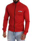 Dolce & Gabbana Elegant Red Full Zip Sweater with DG Motor Club Motif