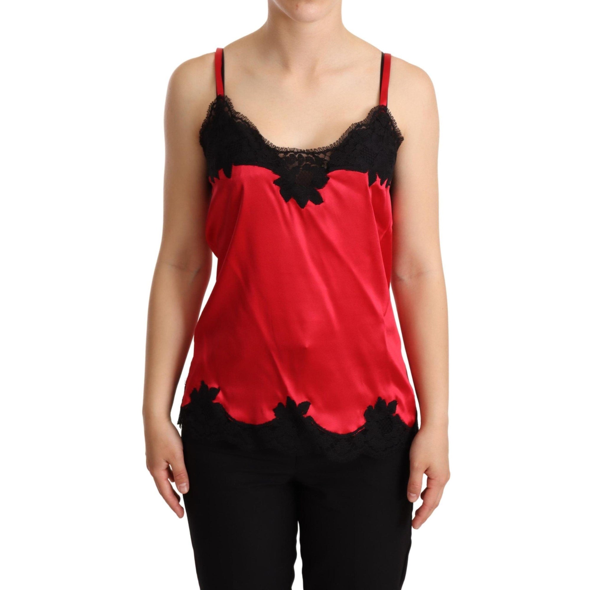 Dolce &amp; Gabbana Enchanting Red Silk Blend Lace Camisole