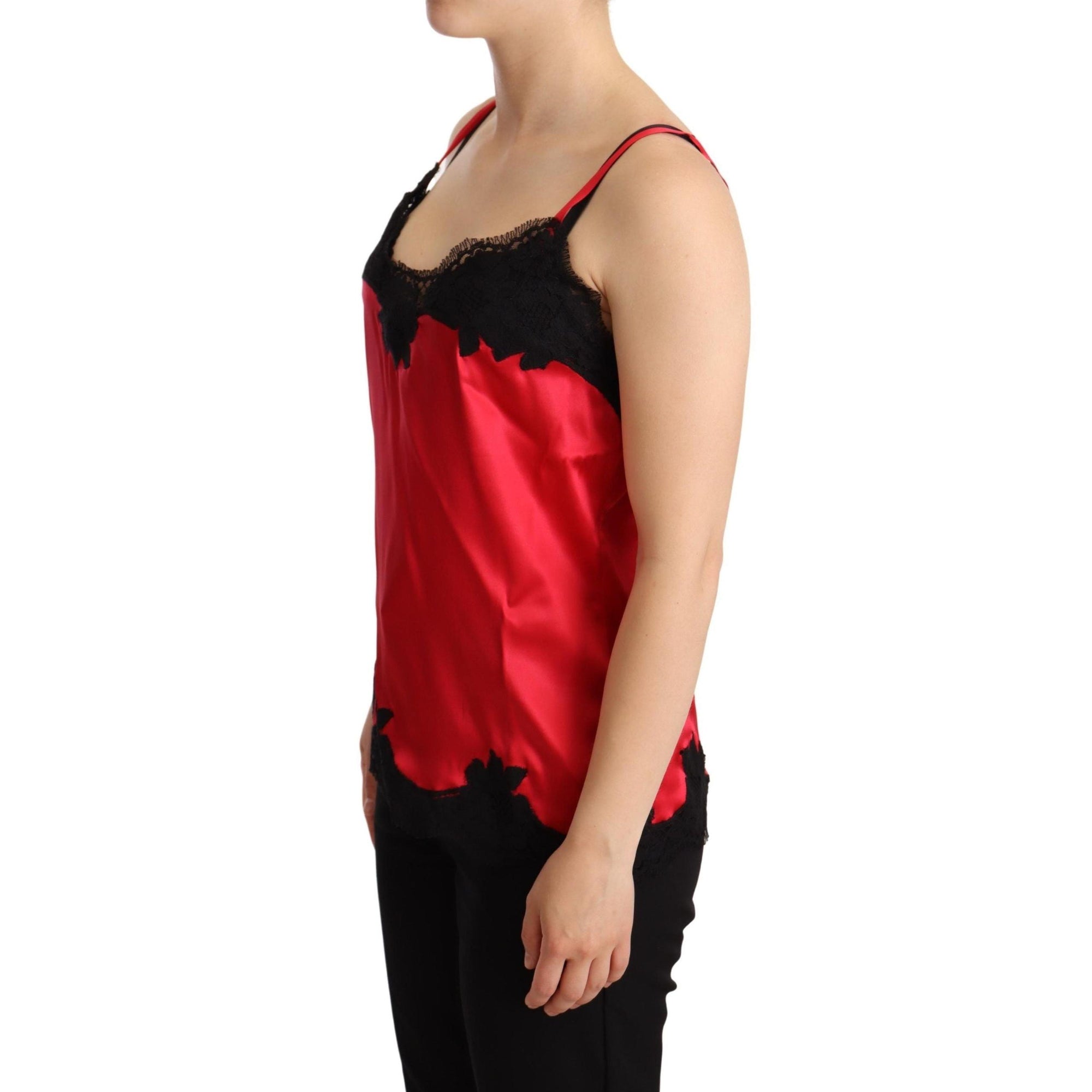 Dolce &amp; Gabbana Enchanting Red Silk Blend Lace Camisole