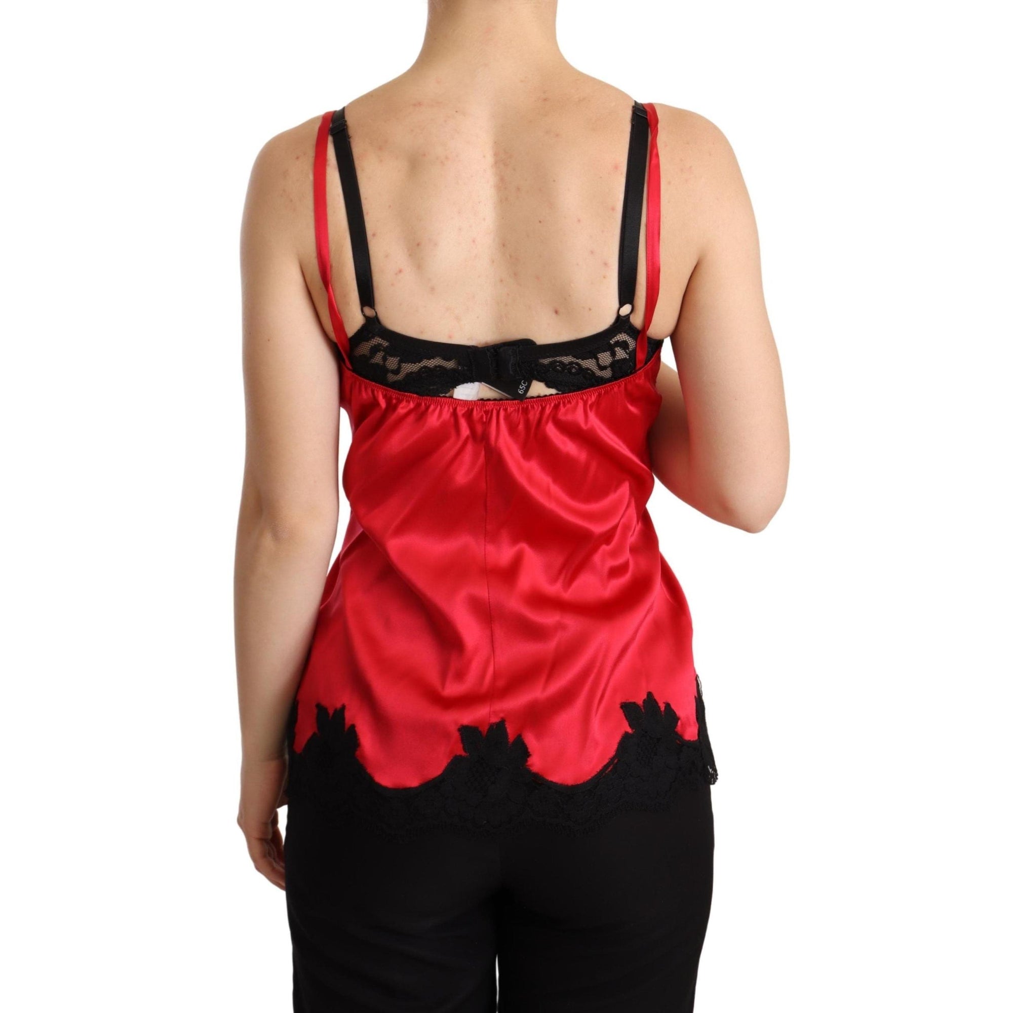 Dolce &amp; Gabbana Enchanting Red Silk Blend Lace Camisole