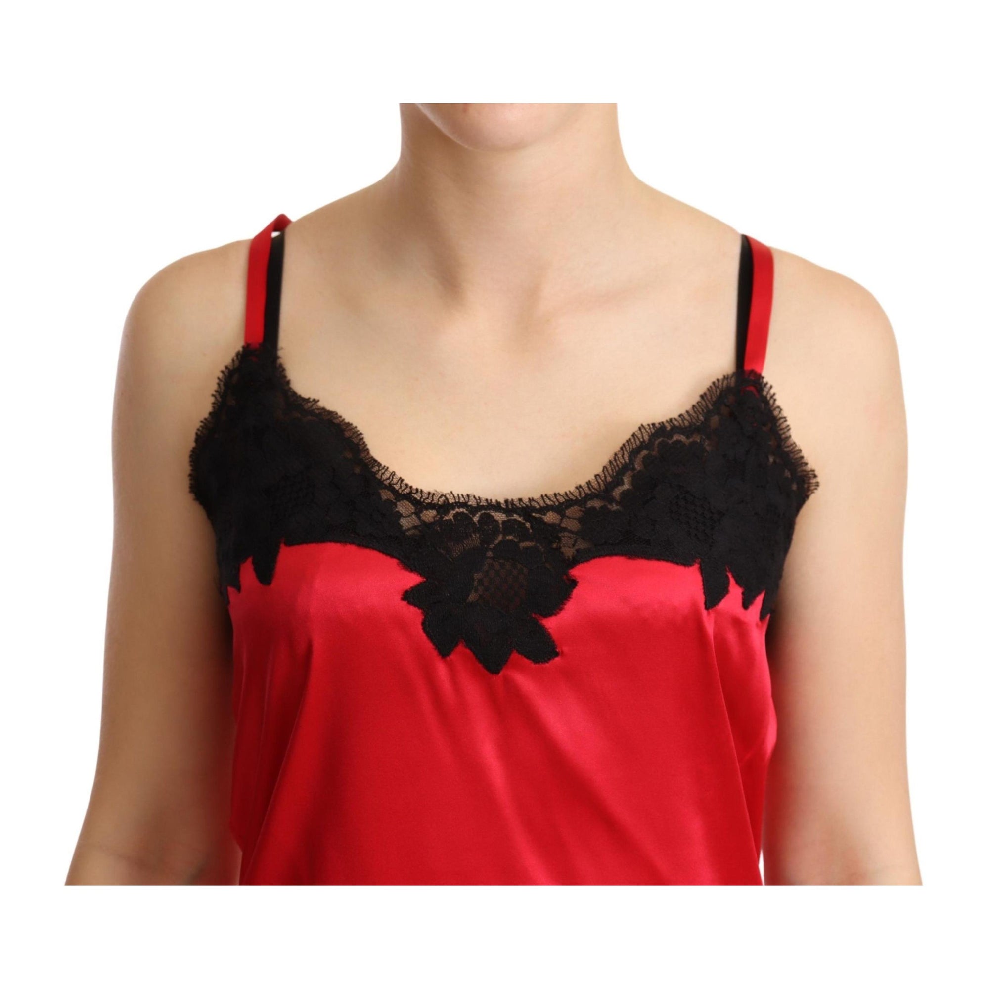 Dolce &amp; Gabbana Enchanting Red Silk Blend Lace Camisole
