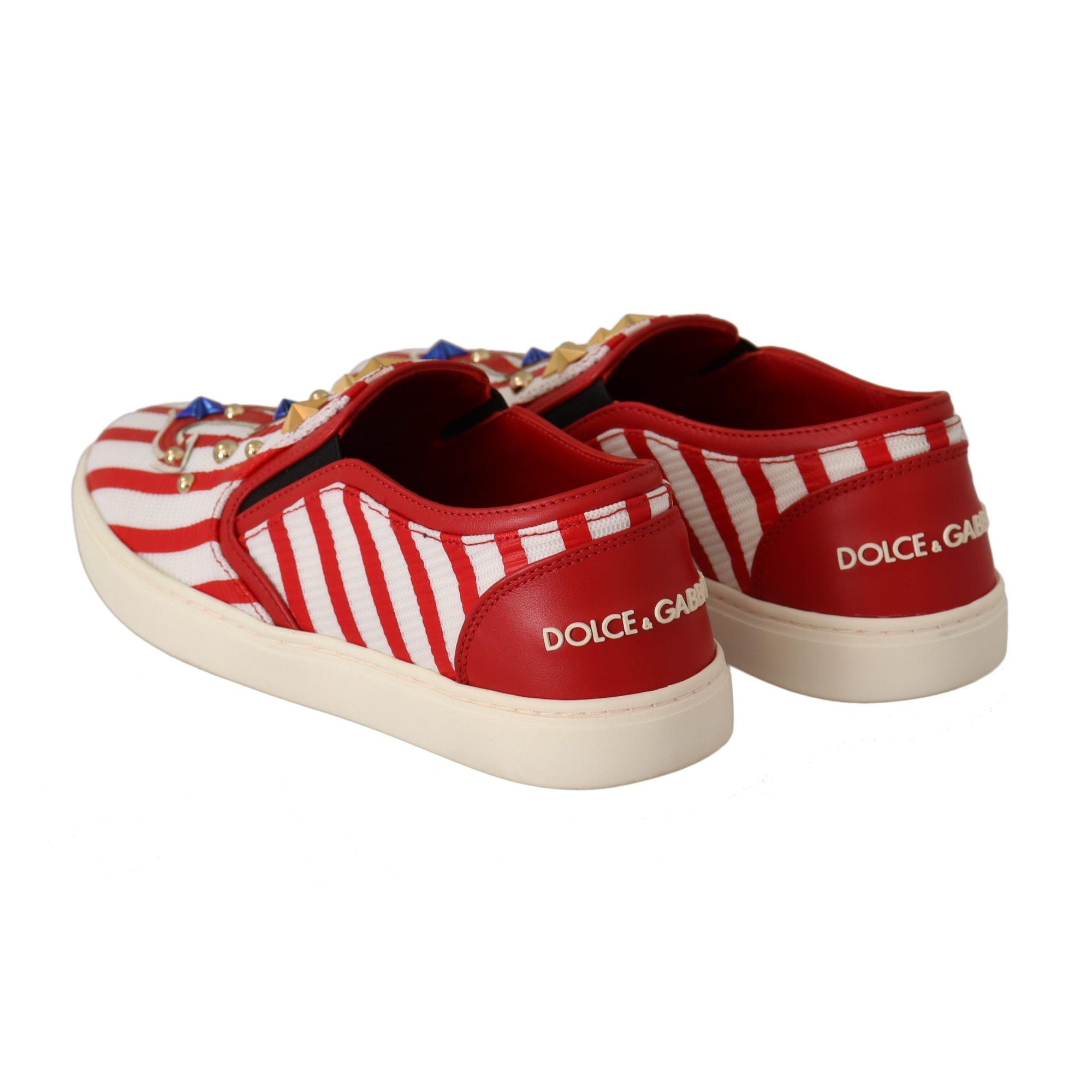 Dolce &amp; Gabbana Stripe Print Studded Loafers