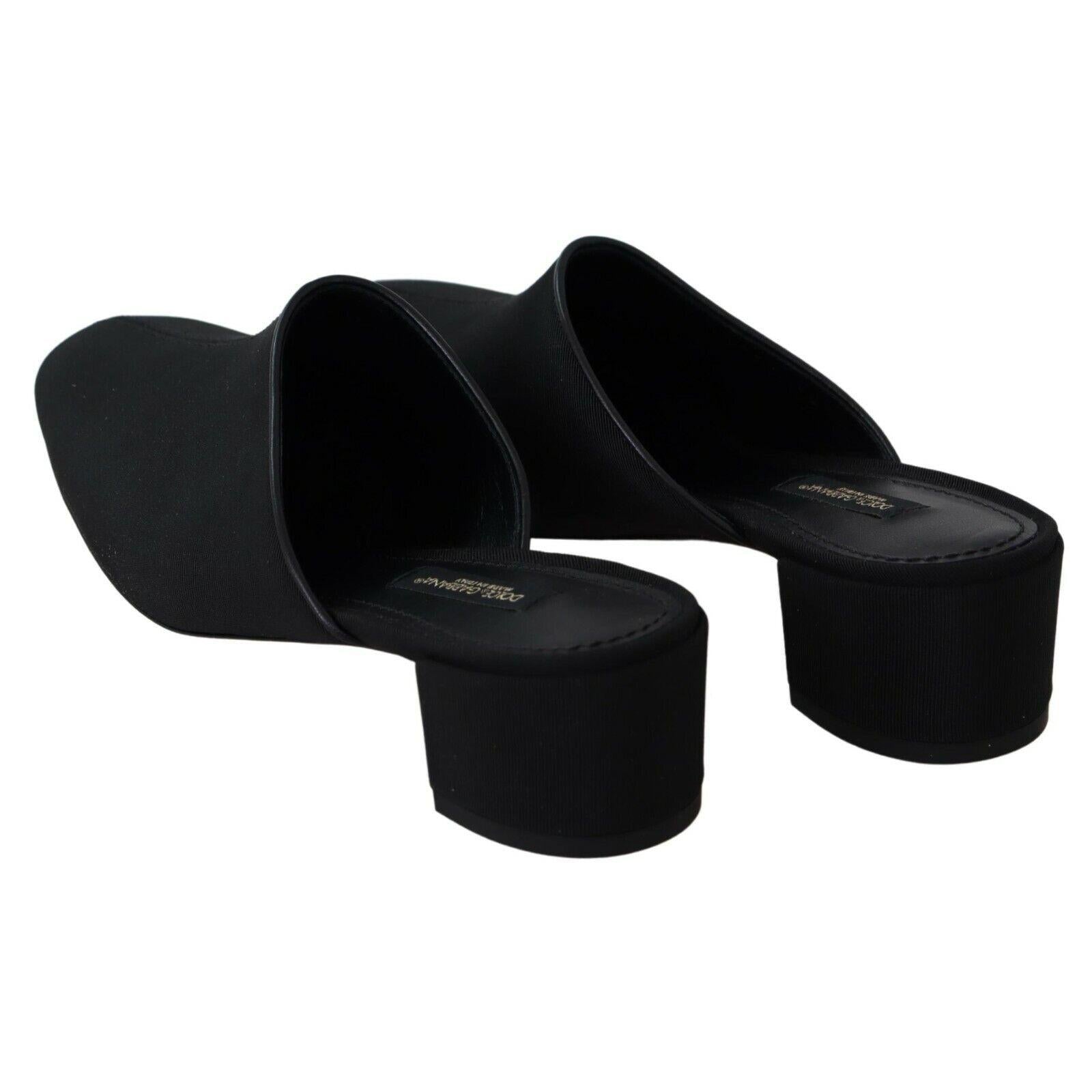 Dolce &amp; Gabbana Chic Black Grosgrain Slide Sandals