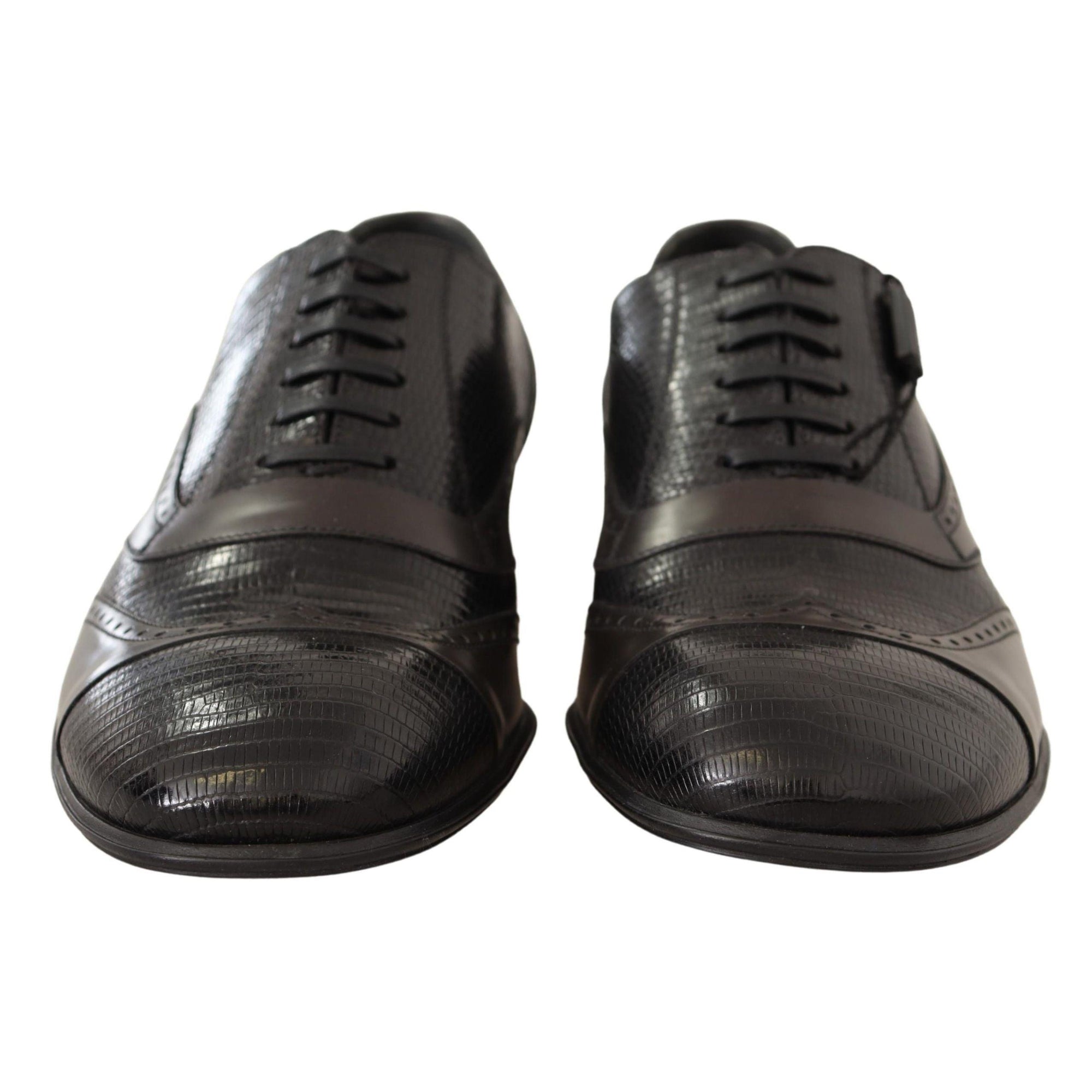 Dolce &amp; Gabbana Elegant Brown Lizard Leather Oxford Shoes