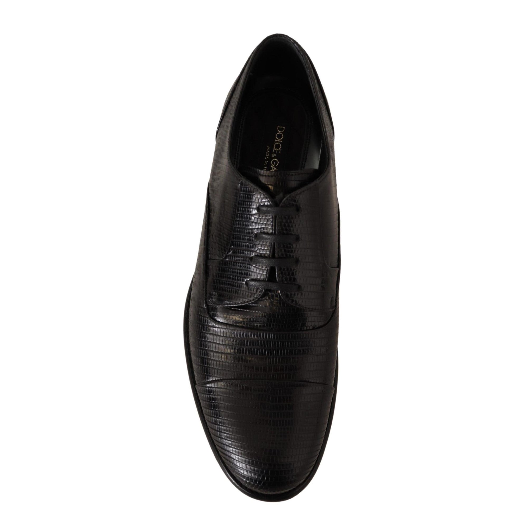 Dolce &amp; Gabbana Elegant Black Lizard Skin Derby Shoes