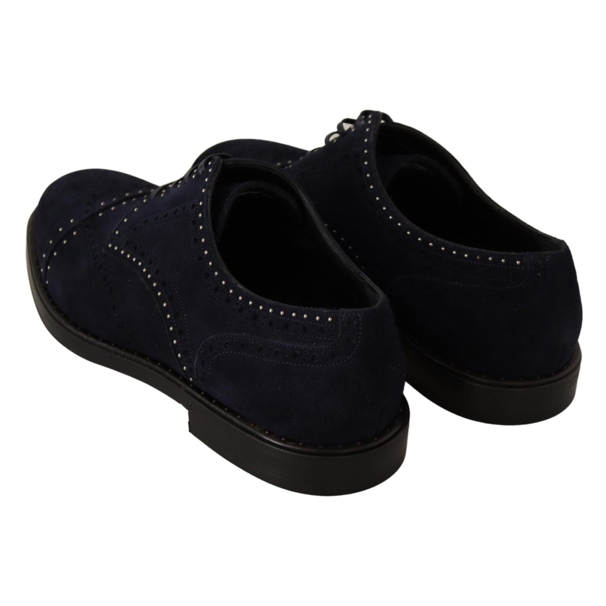 Dolce &amp; Gabbana Elegant Suede Derby Shoes with Silver Studs