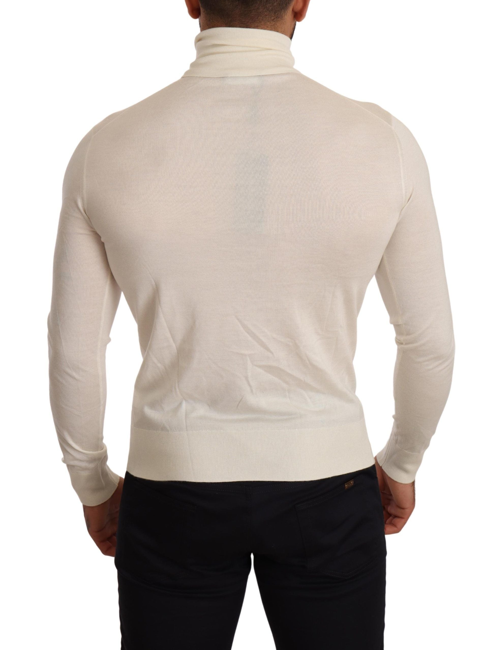 Dolce &amp; Gabbana Ivory Cashmere-Silk Blend Turtleneck Sweater