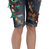 Dolce & Gabbana Elegant Knee-Length Embellished Denim Shorts