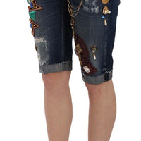 Dolce & Gabbana Elegant Knee-Length Embellished Denim Shorts