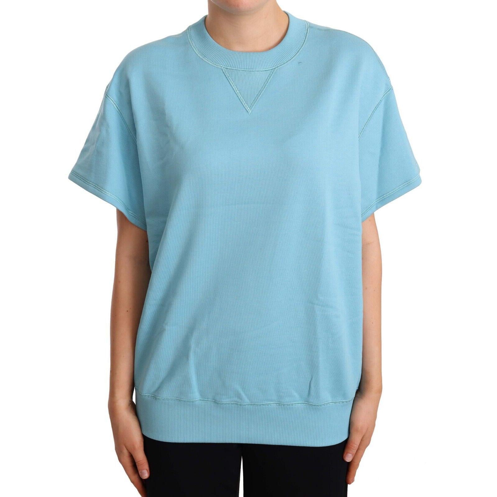 Dolce &amp; Gabbana Elegant Blue Crew Neck Cotton Top