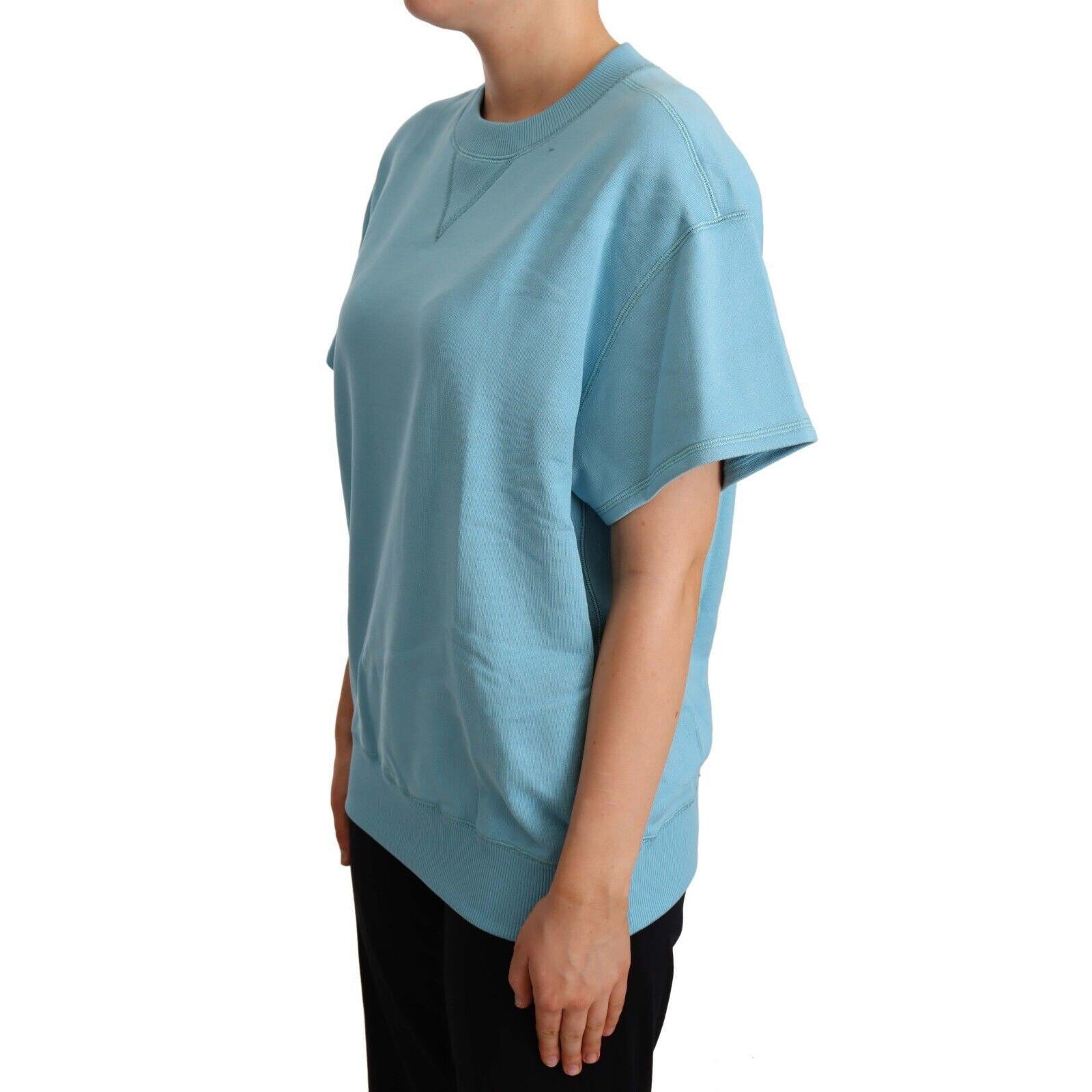 Dolce &amp; Gabbana Elegant Blue Crew Neck Cotton Top