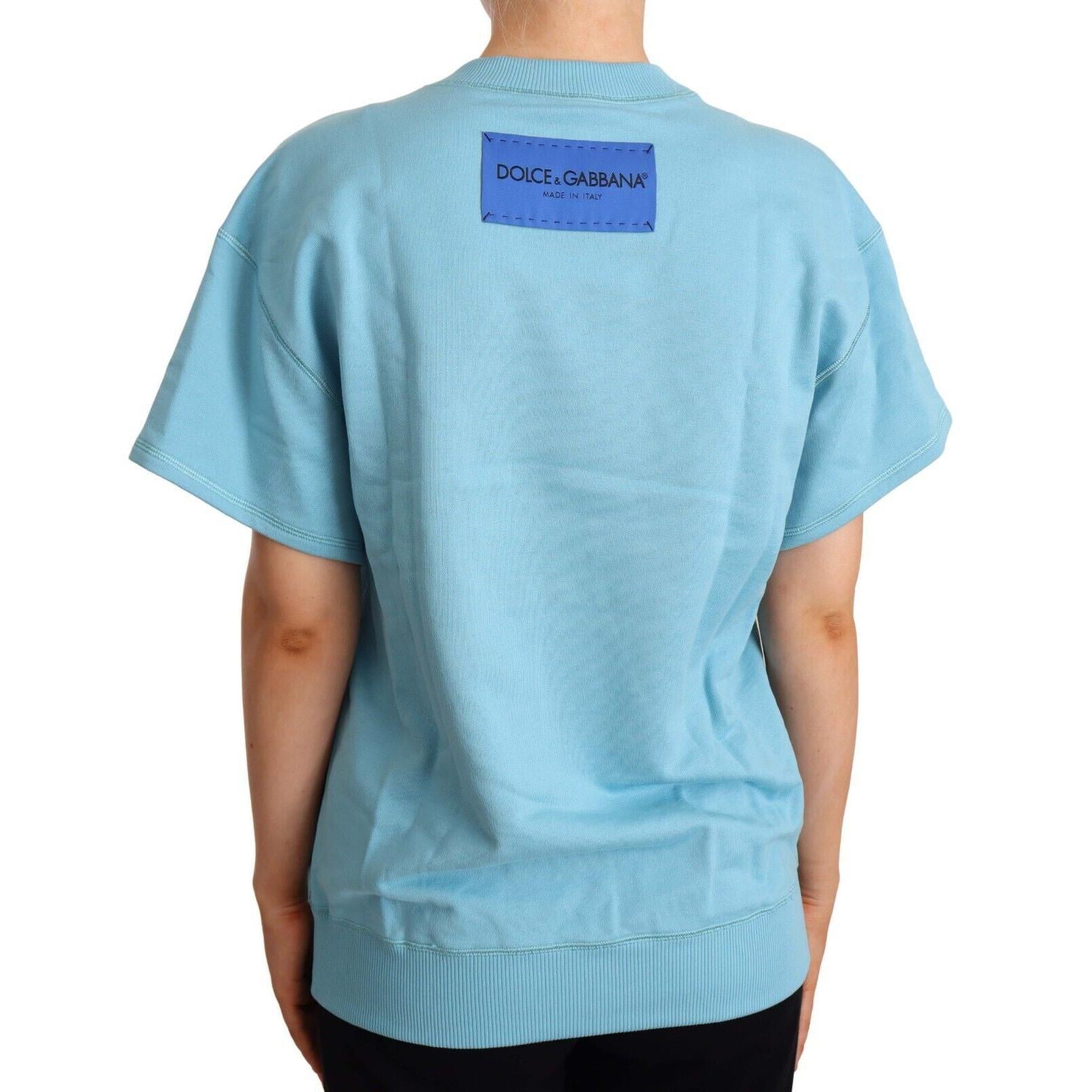 Dolce &amp; Gabbana Elegant Blue Crew Neck Cotton Top
