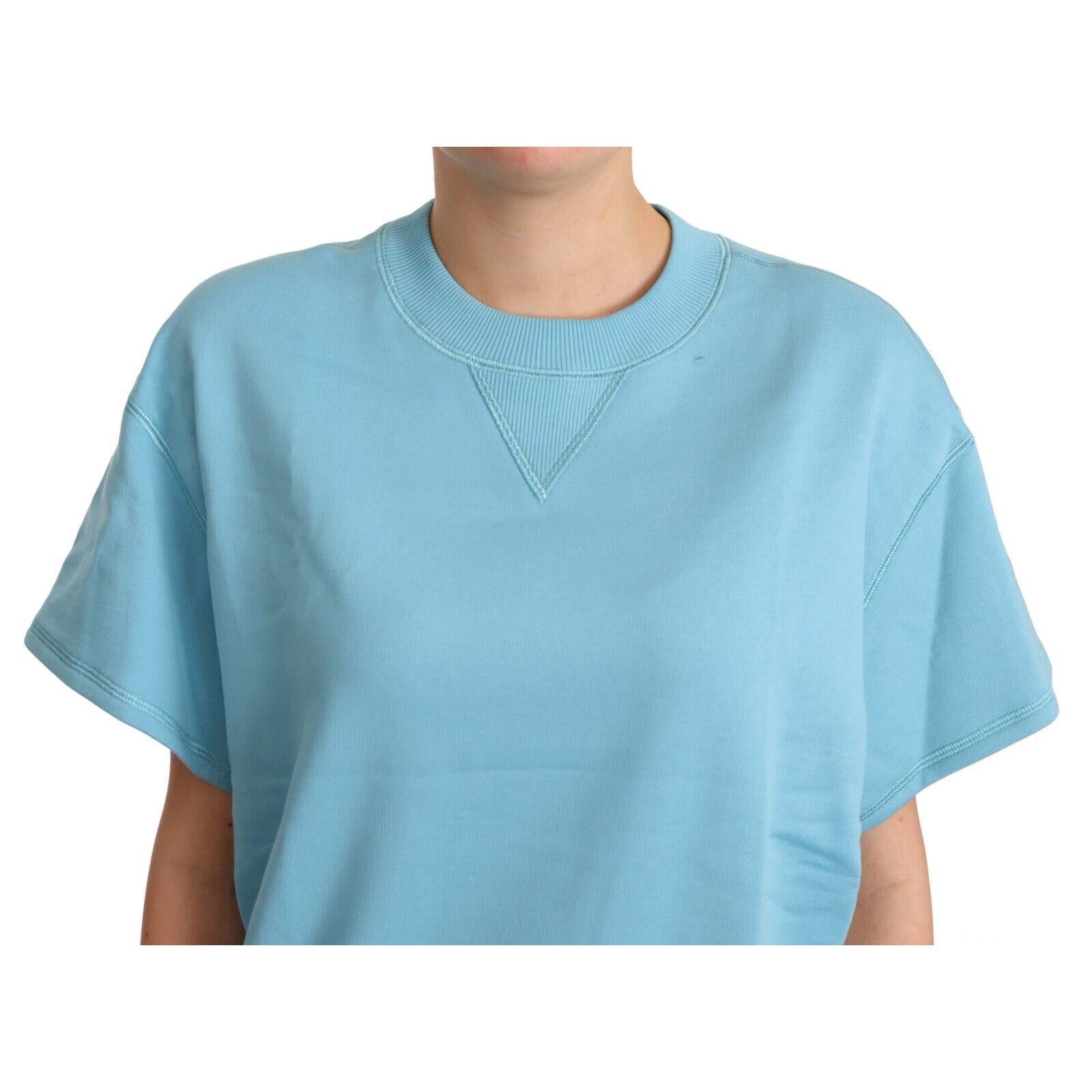 Dolce &amp; Gabbana Elegant Blue Crew Neck Cotton Top
